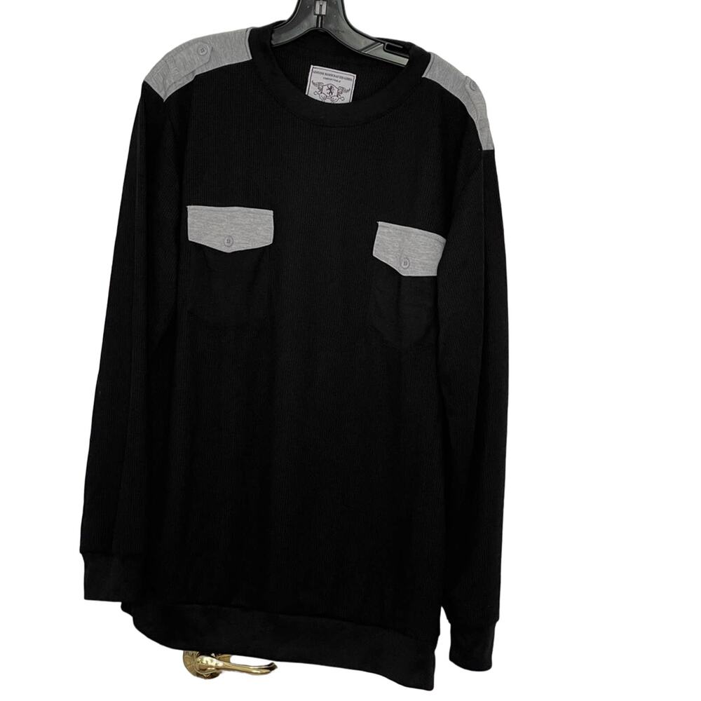 Marx & Dutch Men's Black large oversized Pull-over Long Sleeve Shirt